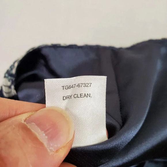 Pendleton Skirt Women 18 Blue Floral Lined A-Line Flowy Crinkle Silk Overlay - Picture 9 of 16